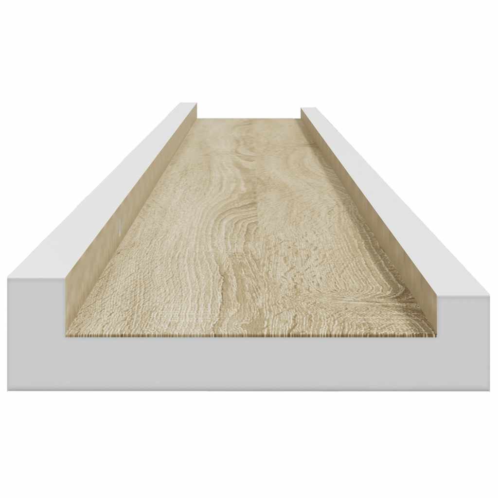 Ράφια Τοίχου 4 τεμ. Λευκό και Sonoma Δρυς 115 x 9 x 3 εκ.