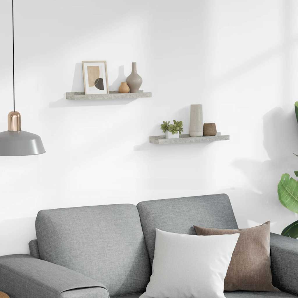 Ράφια Τοίχου 2 τεμ. Γκρι Σκυροδέματος 40 x 9 x 3 εκ.