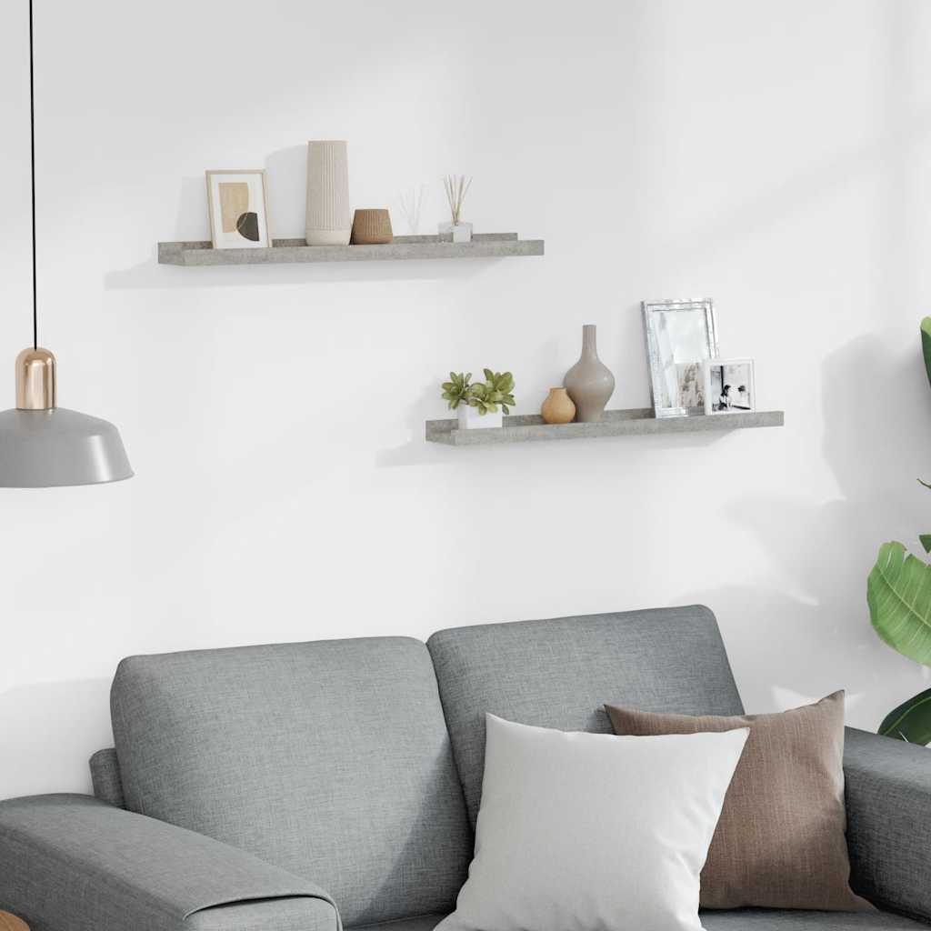 Ράφια Τοίχου 2 τεμ. Γκρι Σκυροδέματος 60 x 9 x 3 εκ.