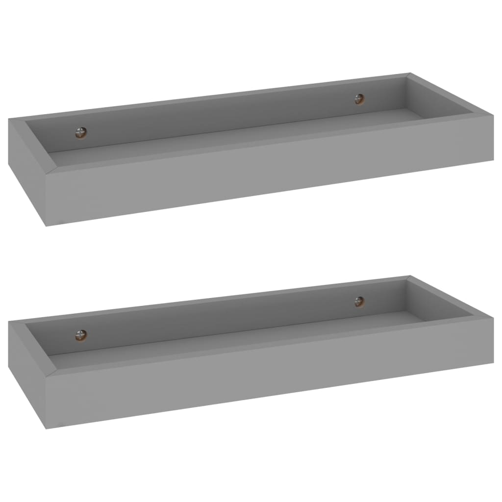 Ράφια Τοίχου με Εσοχή 2 τεμ. Γκρι 40 x 15 x 4 εκ. από MDF - Pakobazaar