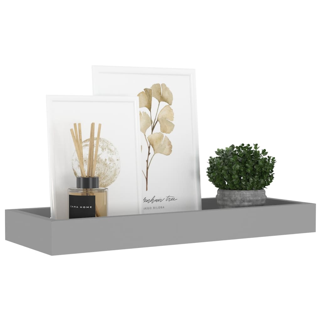 Ράφια Τοίχου με Εσοχή 2 τεμ. Γκρι 40 x 15 x 4 εκ. από MDF - Pakobazaar