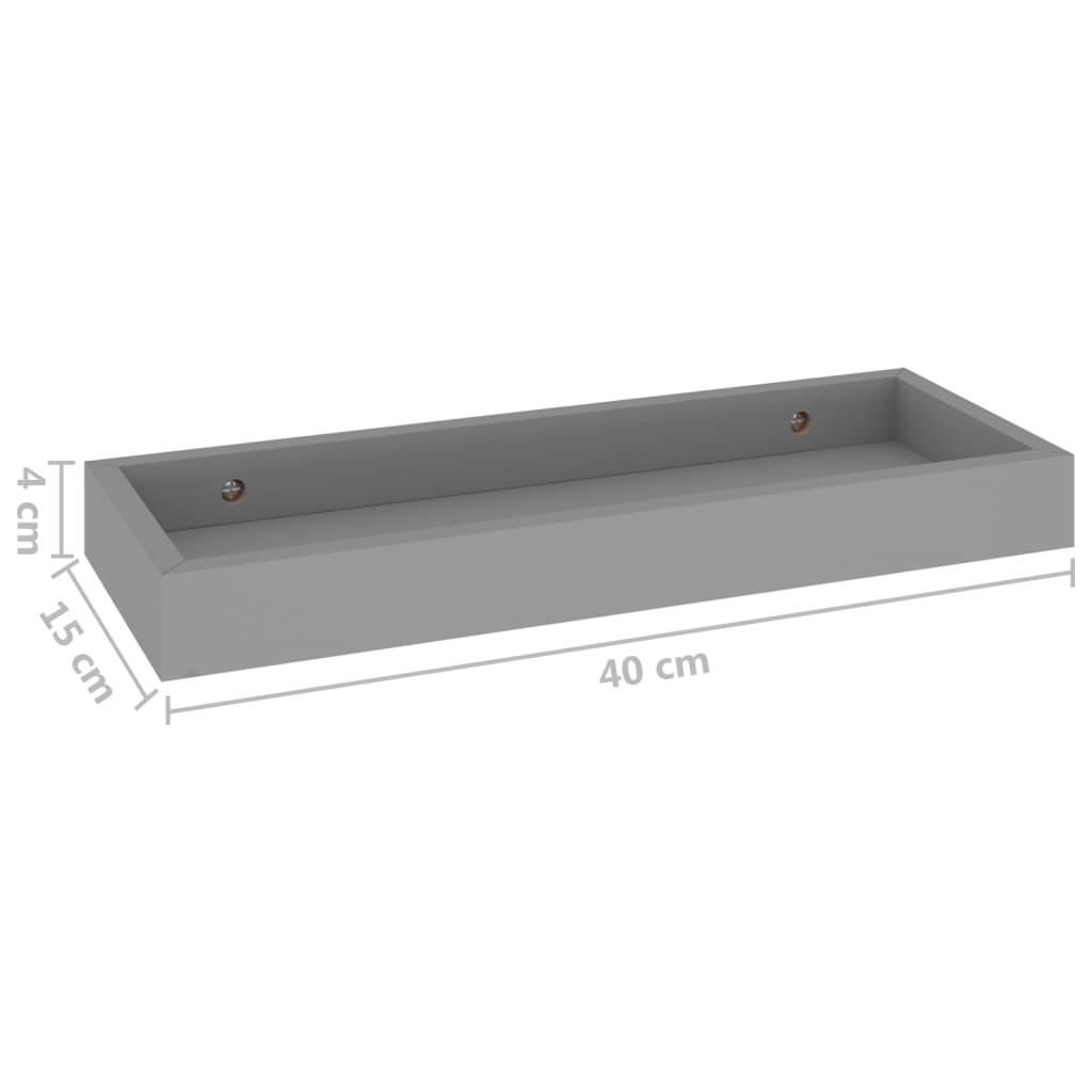 Ράφια Τοίχου με Εσοχή 2 τεμ. Γκρι 40 x 15 x 4 εκ. από MDF - Pakobazaar