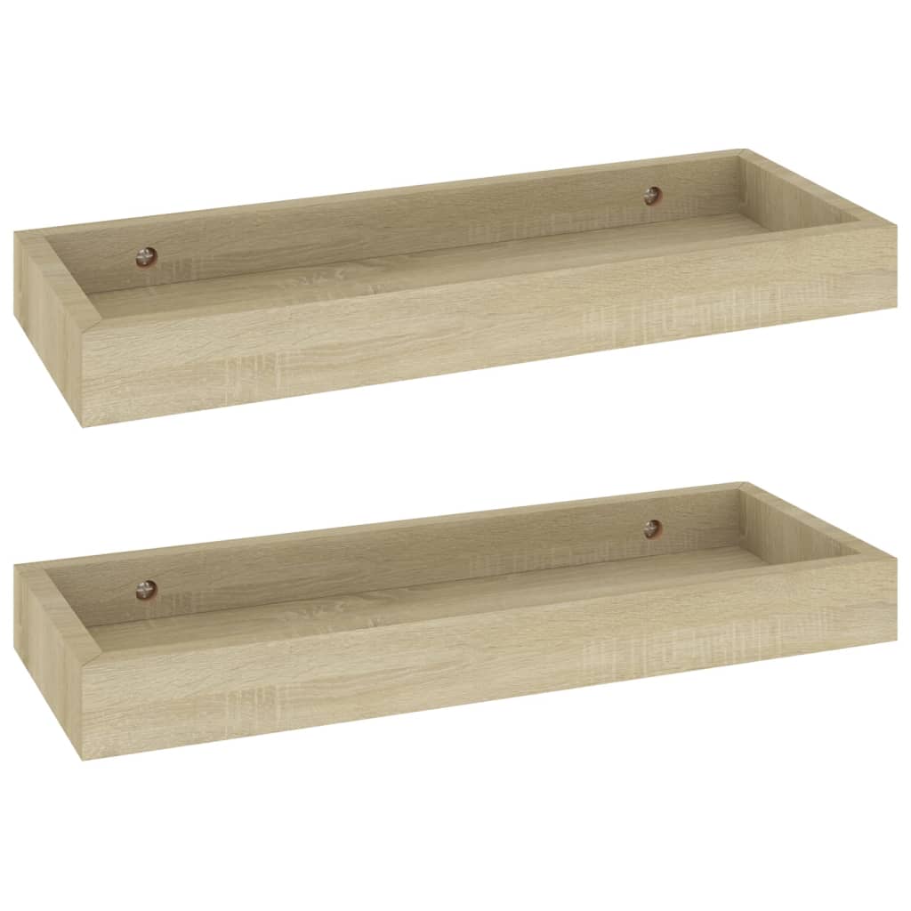 Ράφια Τοίχου με Εσοχή 2 τεμ. Δρυς 40 x 15 x 4 εκ. από MDF