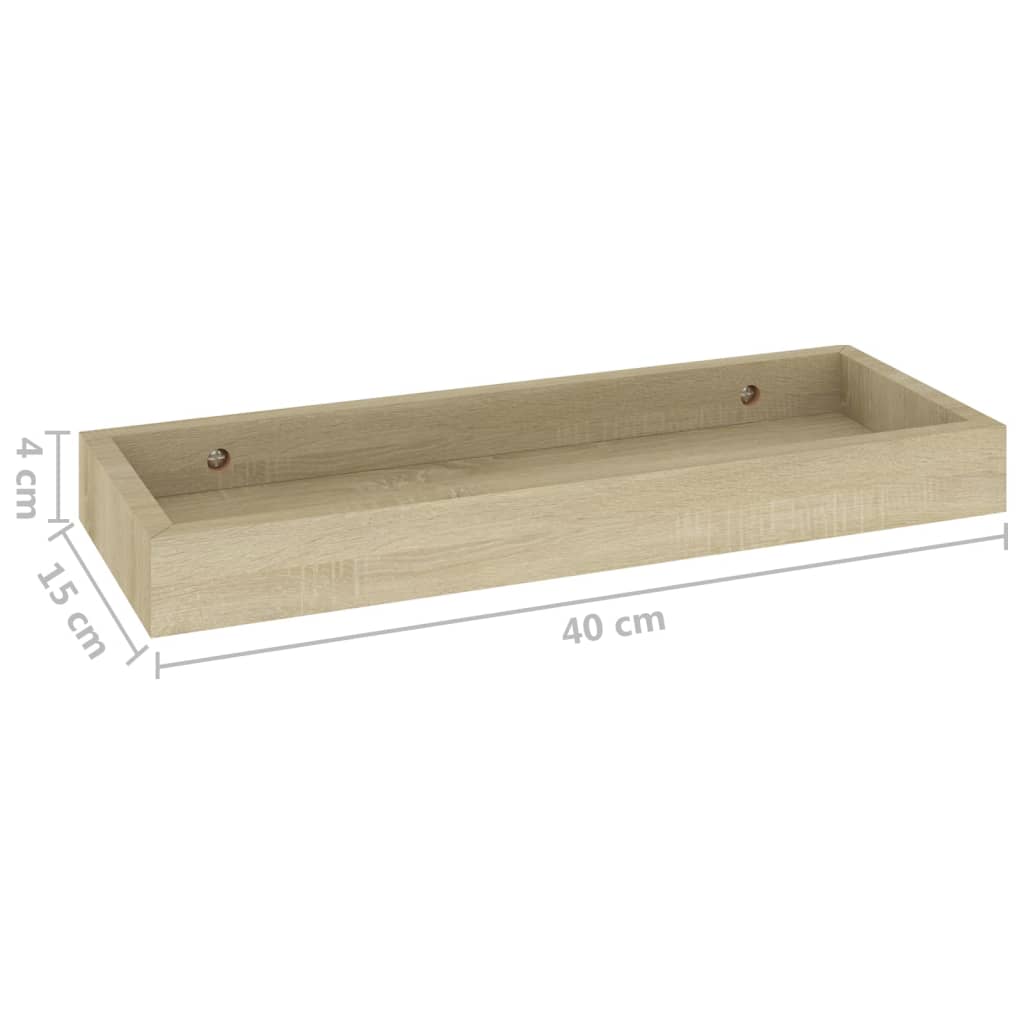 Ράφια Τοίχου με Εσοχή 2 τεμ. Δρυς 40 x 15 x 4 εκ. από MDF