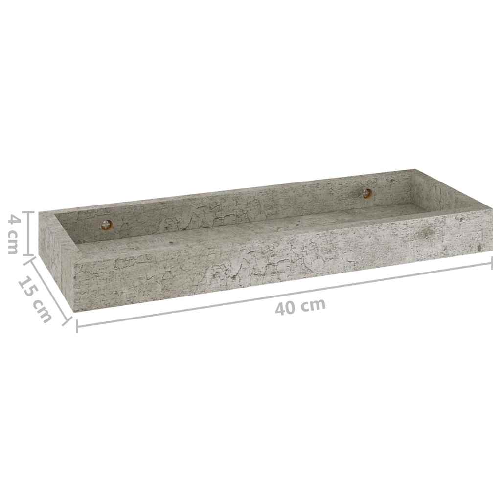 Ράφια Τοίχου με Εσοχή 4 τεμ. Γκρι Σκυρ. 40 x 15 x 4 εκ. από MDF