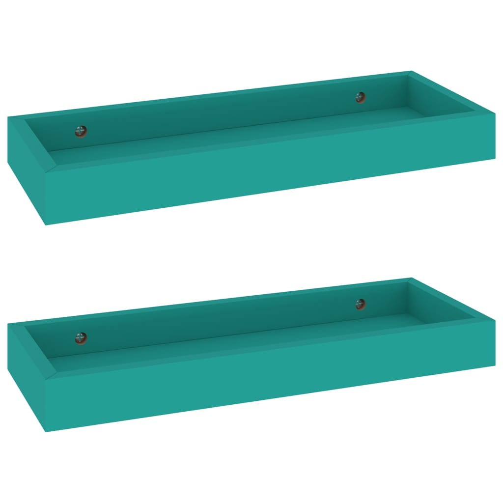 Ράφια Τοίχου με Εσοχή 2 τεμ. Μπλε 40 x 15 x 4 εκ. από MDF