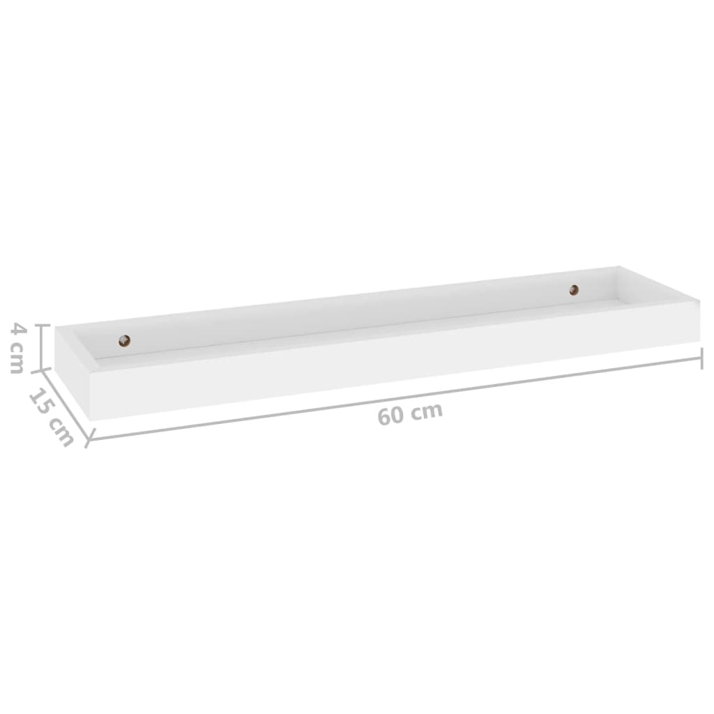 Ράφια Τοίχου με Εσοχή 2 τεμ. Λευκά 60 x 15 x 4 εκ. από MDF