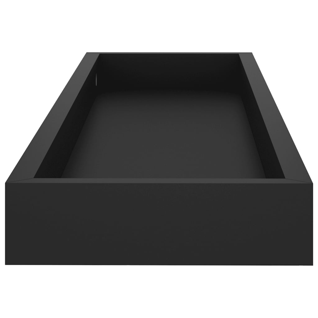 Ράφια Τοίχου με Εσοχή 2 τεμ. Μαύρα 60 x 15 x 4 εκ. από MDF - Pakobazaar