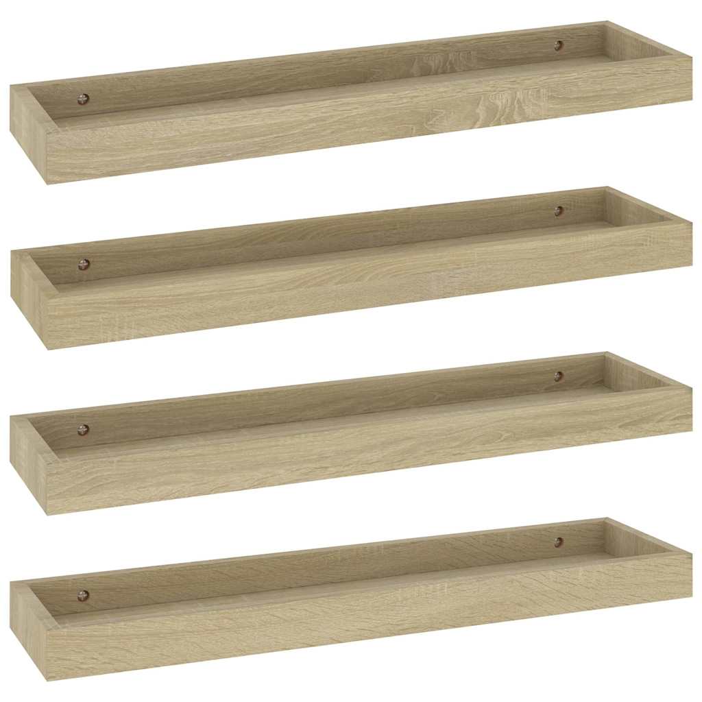 Ράφια Τοίχου με Εσοχή 4 τεμ. Δρυς 60 x 15 x 4 εκ. από MDF