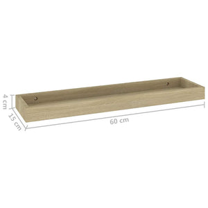 Ράφια Τοίχου με Εσοχή 4 τεμ. Δρυς 60 x 15 x 4 εκ. από MDF