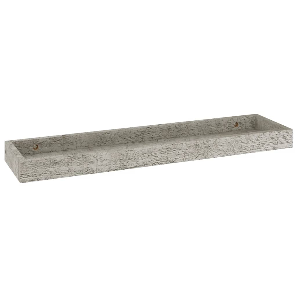 Ράφια Τοίχου με Εσοχή 2 τεμ. Γκρι Σκυρ. 60 x 15 x 4 εκ. από MDF