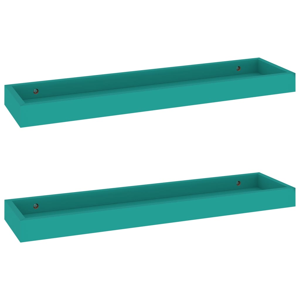 Ράφια Τοίχου με Εσοχή 2 τεμ. Μπλε 60 x 15 x 4 εκ. από MDF - Pakobazaar