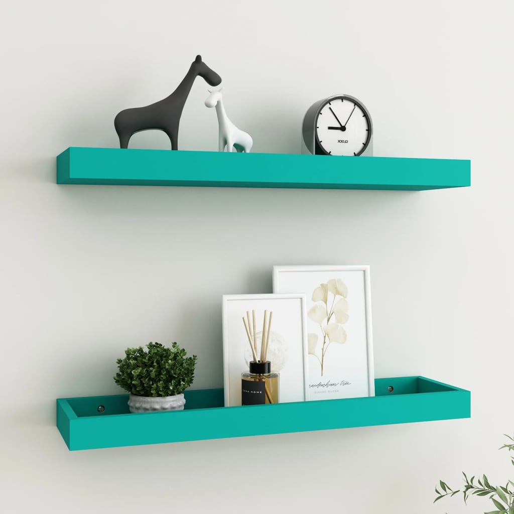 Ράφια Τοίχου με Εσοχή 2 τεμ. Μπλε 60 x 15 x 4 εκ. από MDF - Pakobazaar