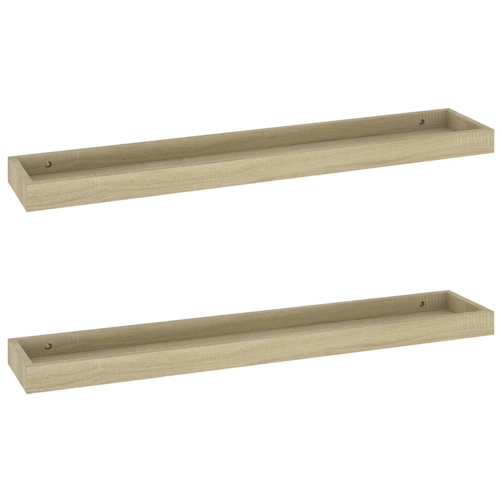 Ράφια Τοίχου με Εσοχή 2 τεμ. Δρυς 80 x 15 x 4 εκ. από MDF
