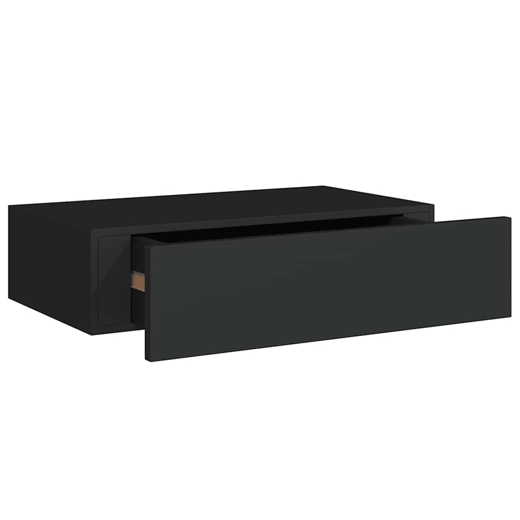 Ράφια Τοίχου με Συρτάρια 2 Τεμ. Μαύρα 40 x 23,5 x 10εκ. από MDF