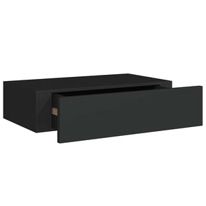 Ράφια Τοίχου με Συρτάρια 2 Τεμ. Μαύρα 40 x 23,5 x 10εκ. από MDF