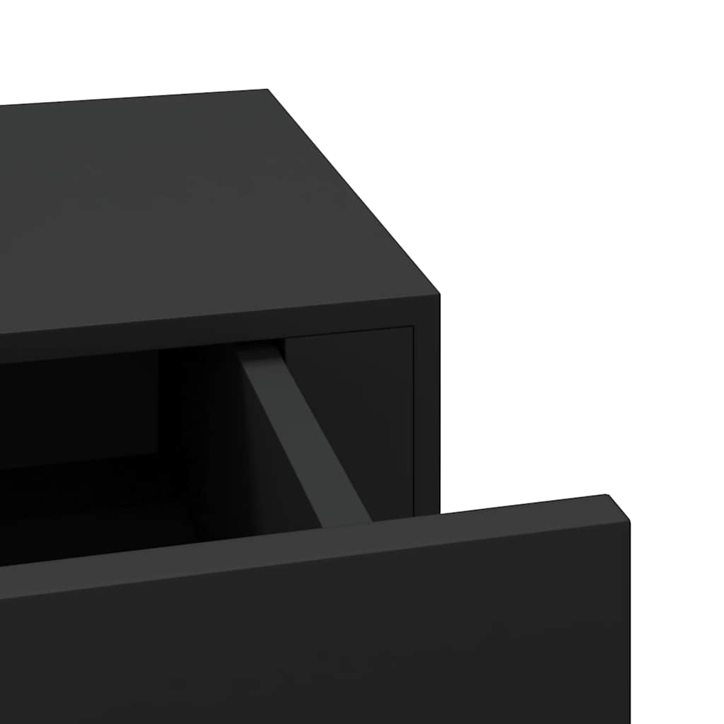 Ράφια Τοίχου με Συρτάρια 2 Τεμ. Μαύρα 40 x 23,5 x 10εκ. από MDF