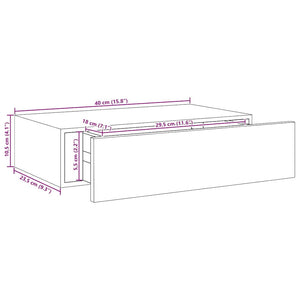 Ράφι Επιτοίχιο με Συρτάρι Γκρι Σκυρ. 40 x 23,5 x 10 εκ. από MDF
