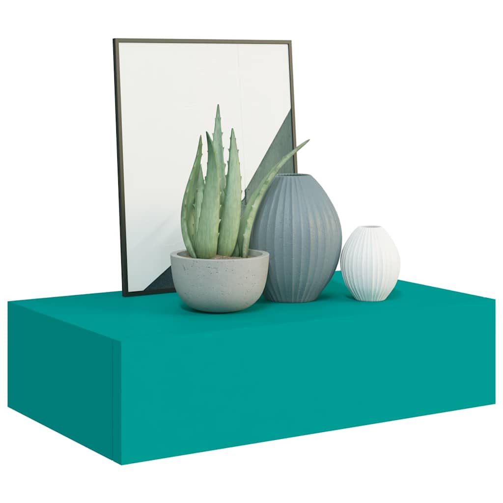 Ράφι Τοίχου με Συρτάρι Μπλε 40 x 23,5 x 10 εκ. από MDF - Pakobazaar