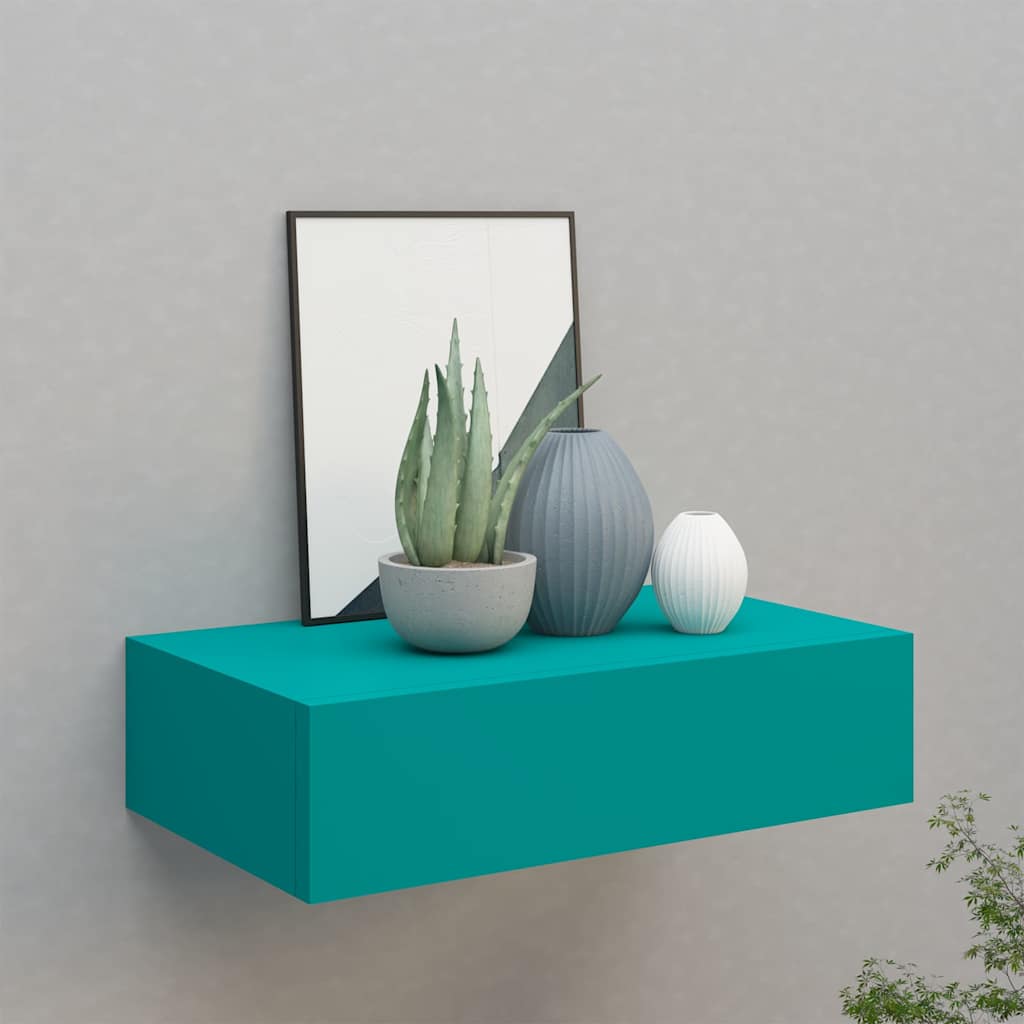 Ράφι Τοίχου με Συρτάρι Μπλε 40 x 23,5 x 10 εκ. από MDF - Pakobazaar