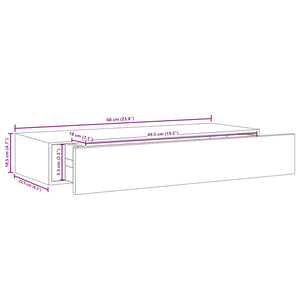 Ράφι Επιτοίχιο με Συρτάρι Λευκό 60 x 23,5 x 10 εκ. από MDF