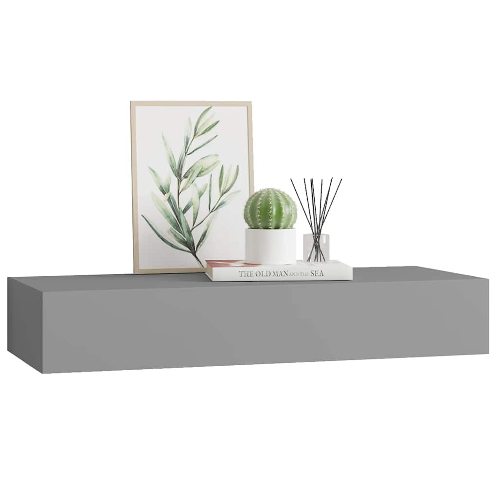 Ράφι Επιτοίχιο με Συρτάρι Γκρι 60 x 23,5 x 10 εκ. από MDF - Pakobazaar