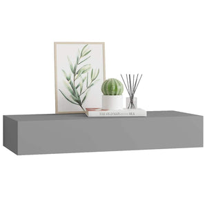 Ράφι Επιτοίχιο με Συρτάρι Γκρι 60 x 23,5 x 10 εκ. από MDF - Pakobazaar
