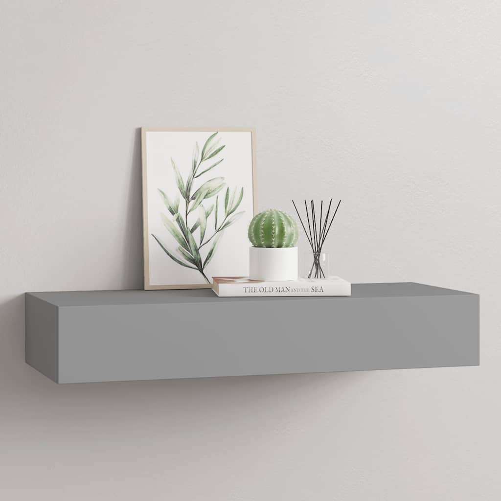 Ράφι Επιτοίχιο με Συρτάρι Γκρι 60 x 23,5 x 10 εκ. από MDF - Pakobazaar