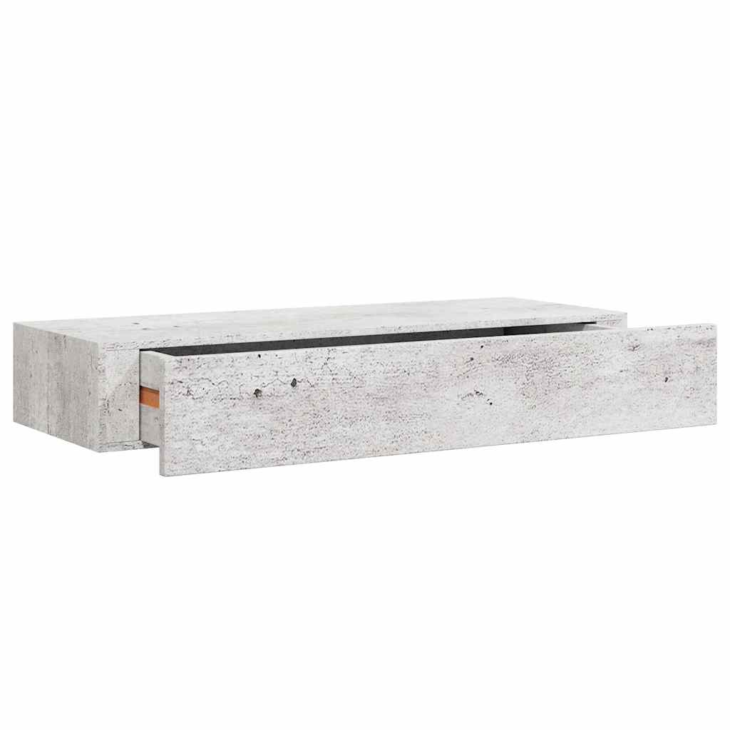 Ράφι Επιτοίχιο με Συρτάρι Γκρι Σκυρ. 60 x 23,5 x 10 εκ. από MDF - Pakobazaar