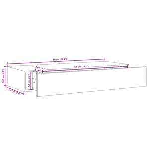 Ράφια Τοίχου Συρτάρια 2 τεμ. Γκρι Σκυρ. 60x23,5x10 εκ από MDF - Pakobazaar