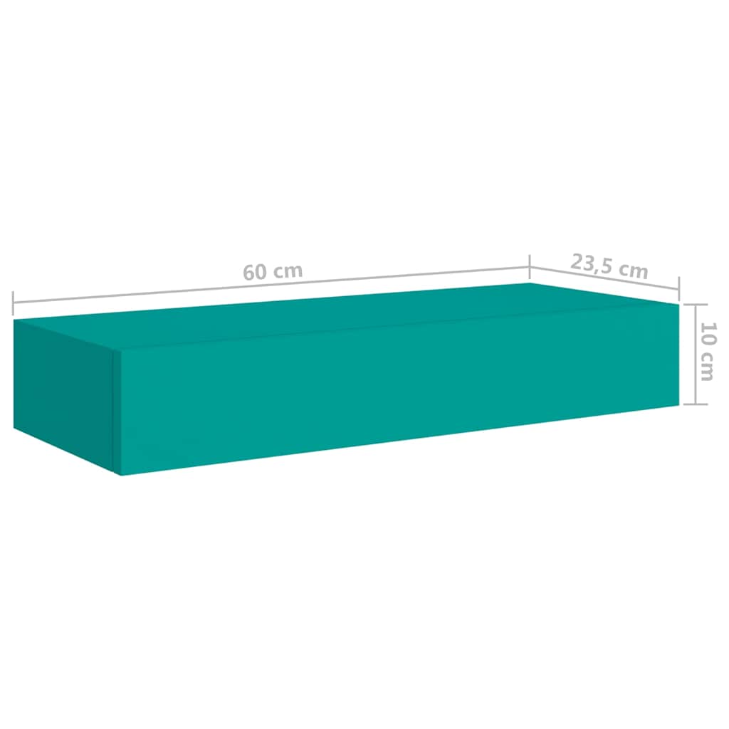 Ράφια Τοίχου με Συρτάρια 2 Τεμ. Μπλε 60 x 23,5 x 10εκ. από MDF