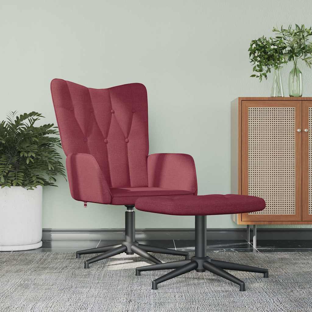 Πολυθρόνα Relax Μπορντό Υφασμάτινη με Σκαμπό