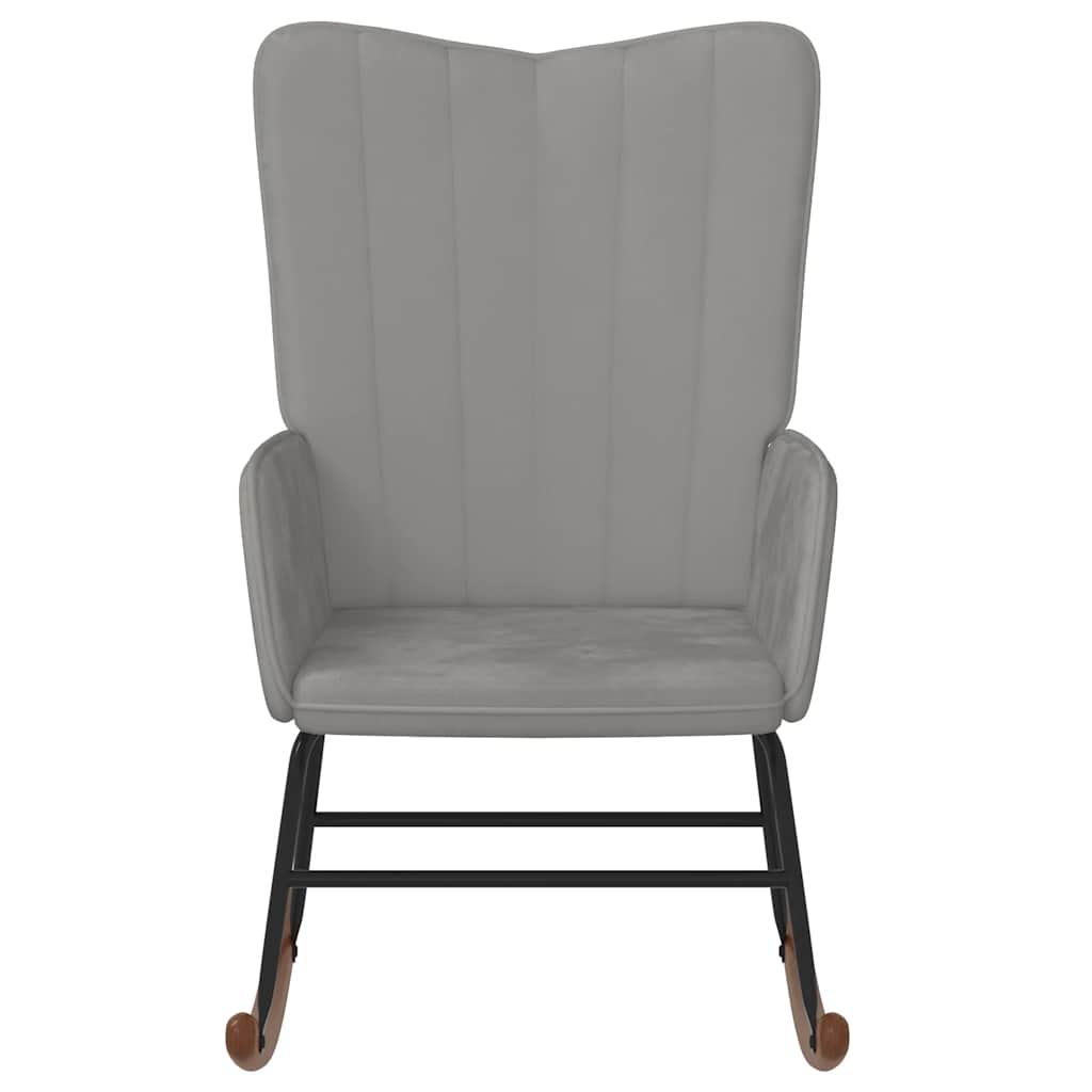 Πολυθρόνα Κουνιστή Ανοιχτό Γκρι Βελούδινη