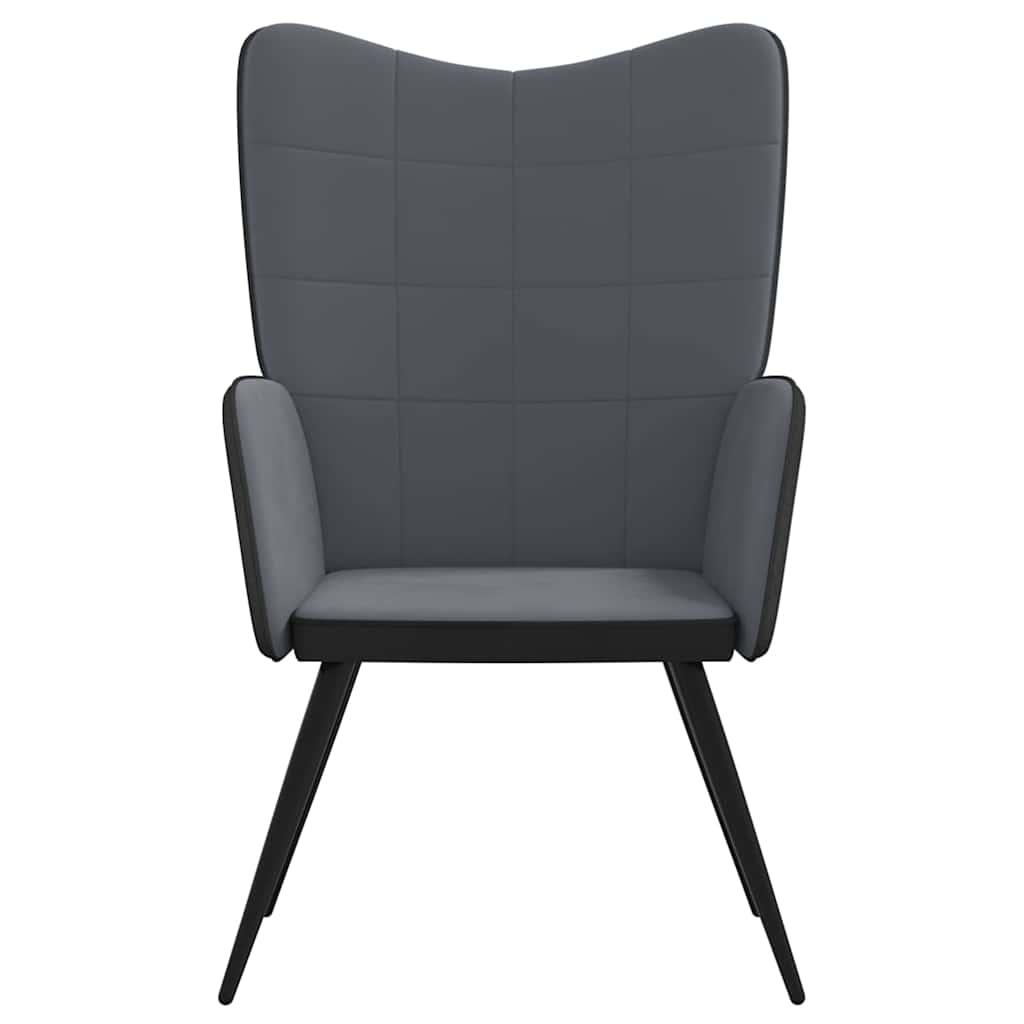 Πολυθρόνα Relax Σκούρο Γκρι από Βελούδο και PVC