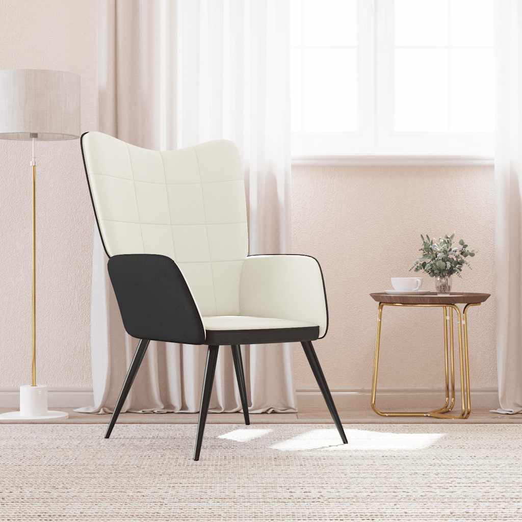 Πολυθρόνα Relax Λευκό Κρεμ από Βελούδο και PVC