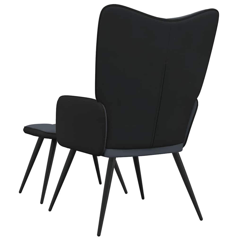 Πολυθρόνα Relax Σκούρο Γκρι από Βελούδο και PVC με Σκαμπό