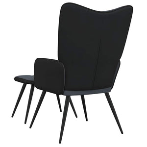 Πολυθρόνα Relax Σκούρο Γκρι από Βελούδο και PVC με Σκαμπό
