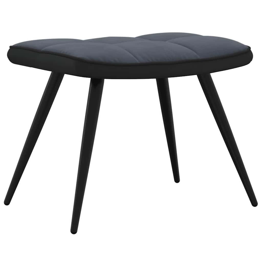 Πολυθρόνα Relax Σκούρο Γκρι από Βελούδο και PVC με Σκαμπό