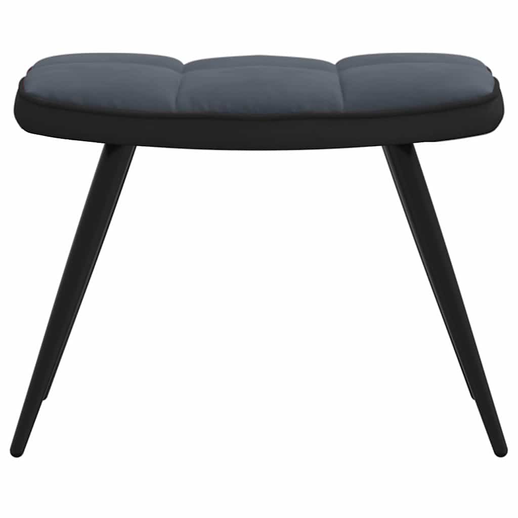 Πολυθρόνα Relax Σκούρο Γκρι από Βελούδο και PVC με Σκαμπό