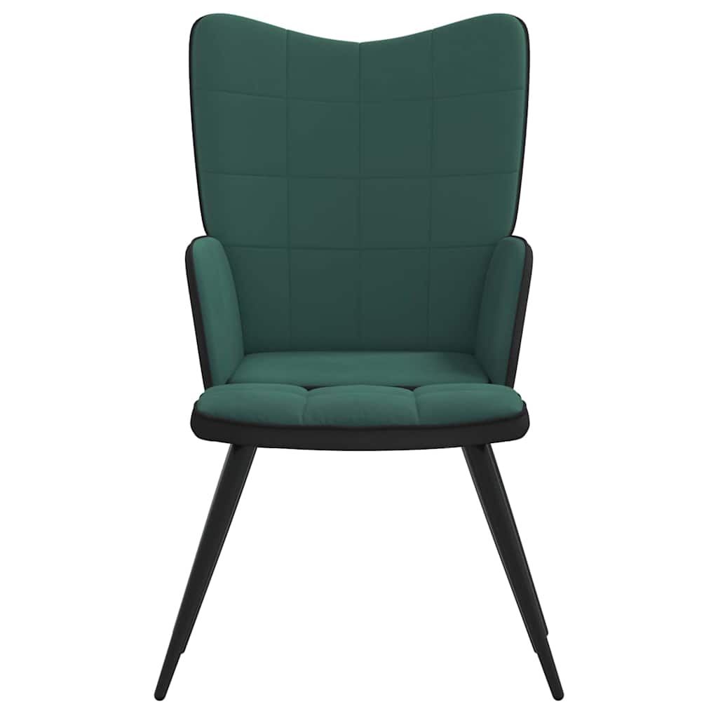 Πολυθρόνα Relax Σκούρο Πράσινο από Βελούδο και PVC με Σκαμπό
