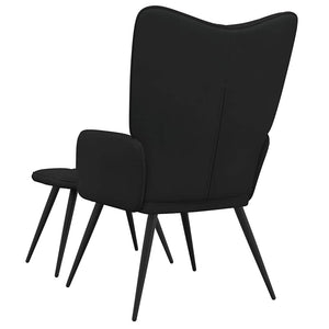 Πολυθρόνα Relax Μαύρη από Βελούδο και PVC με Σκαμπό