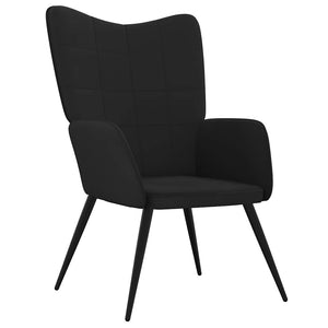 Πολυθρόνα Relax Μαύρη από Βελούδο και PVC με Σκαμπό