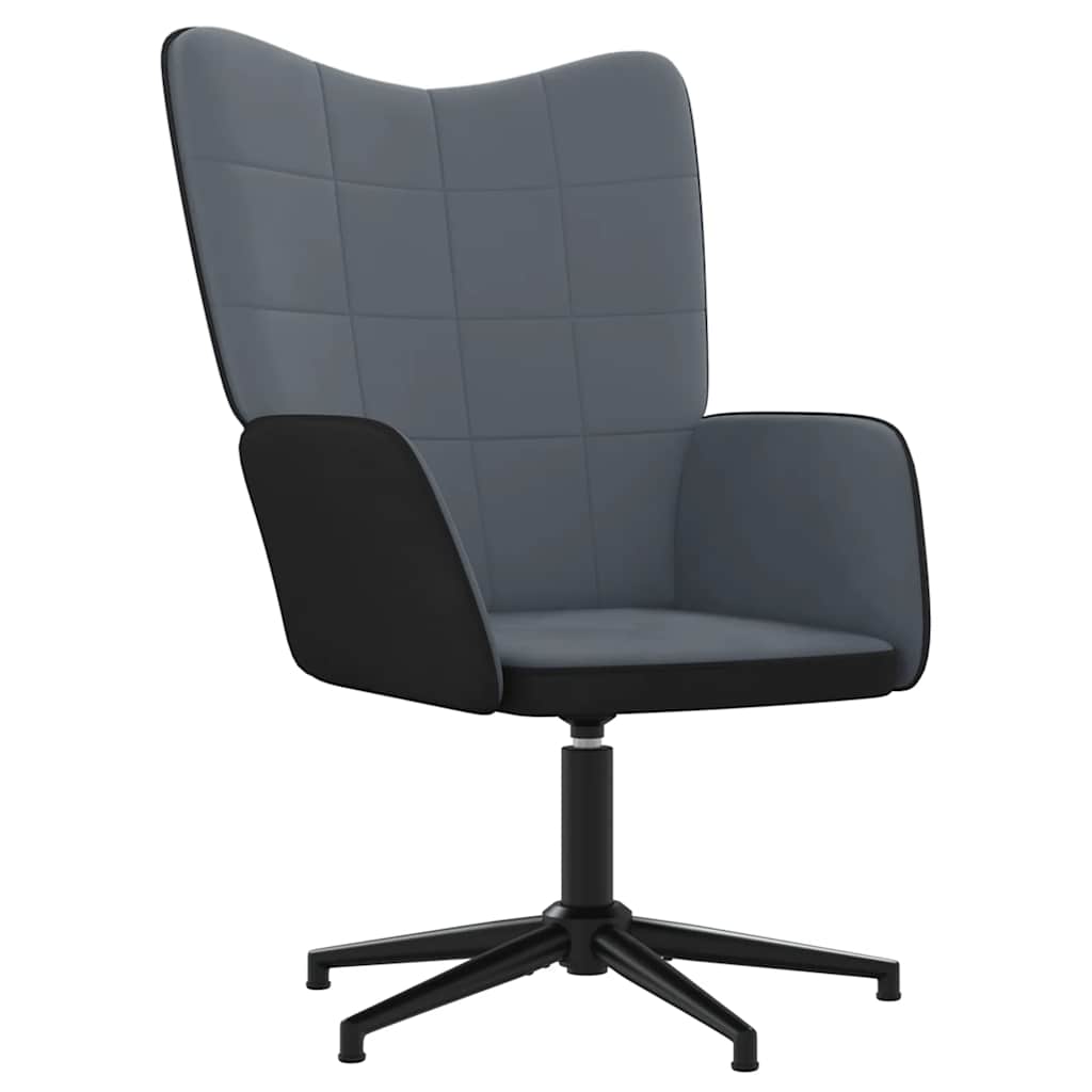 Πολυθρόνα Relax Σκούρο Γκρι από Βελούδο και PVC - Pakobazaar