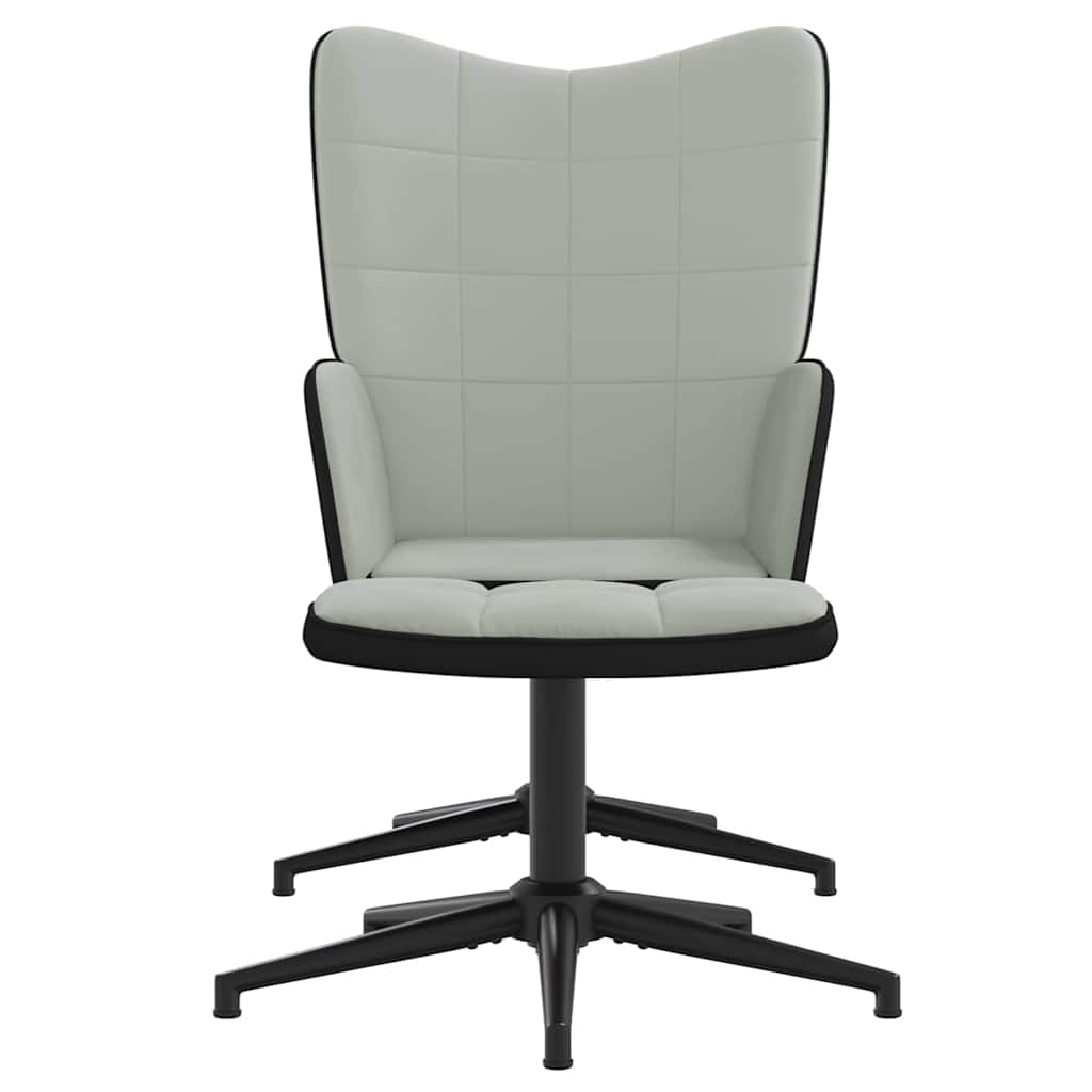 Πολυθρόνα Relax Ανοιχτό Γκρι από Βελούδο και PVC με Σκαμπό