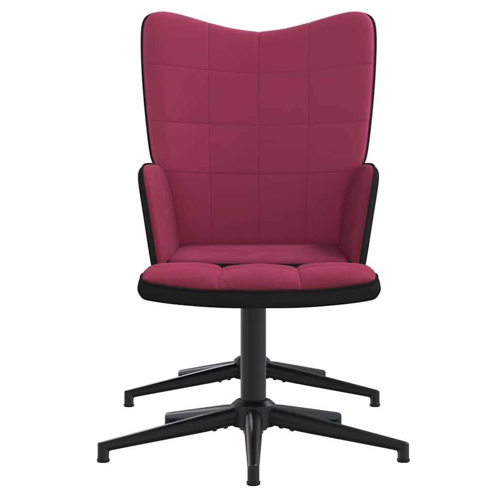 Πολυθρόνα Relax Μπορντό από Βελούδο και PVC με Σκαμπό