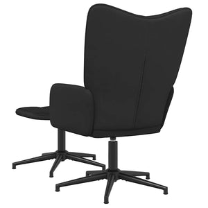 Πολυθρόνα Relax Μαύρη από Βελούδο και PVC με Σκαμπό
