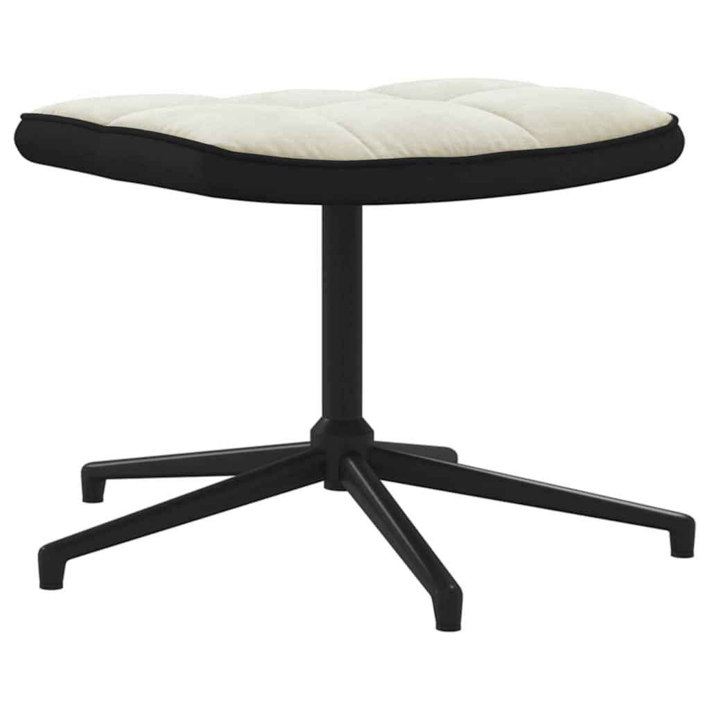 Πολυθρόνα Relax Λευκό Κρεμ από Βελούδο και PVC με Σκαμπό