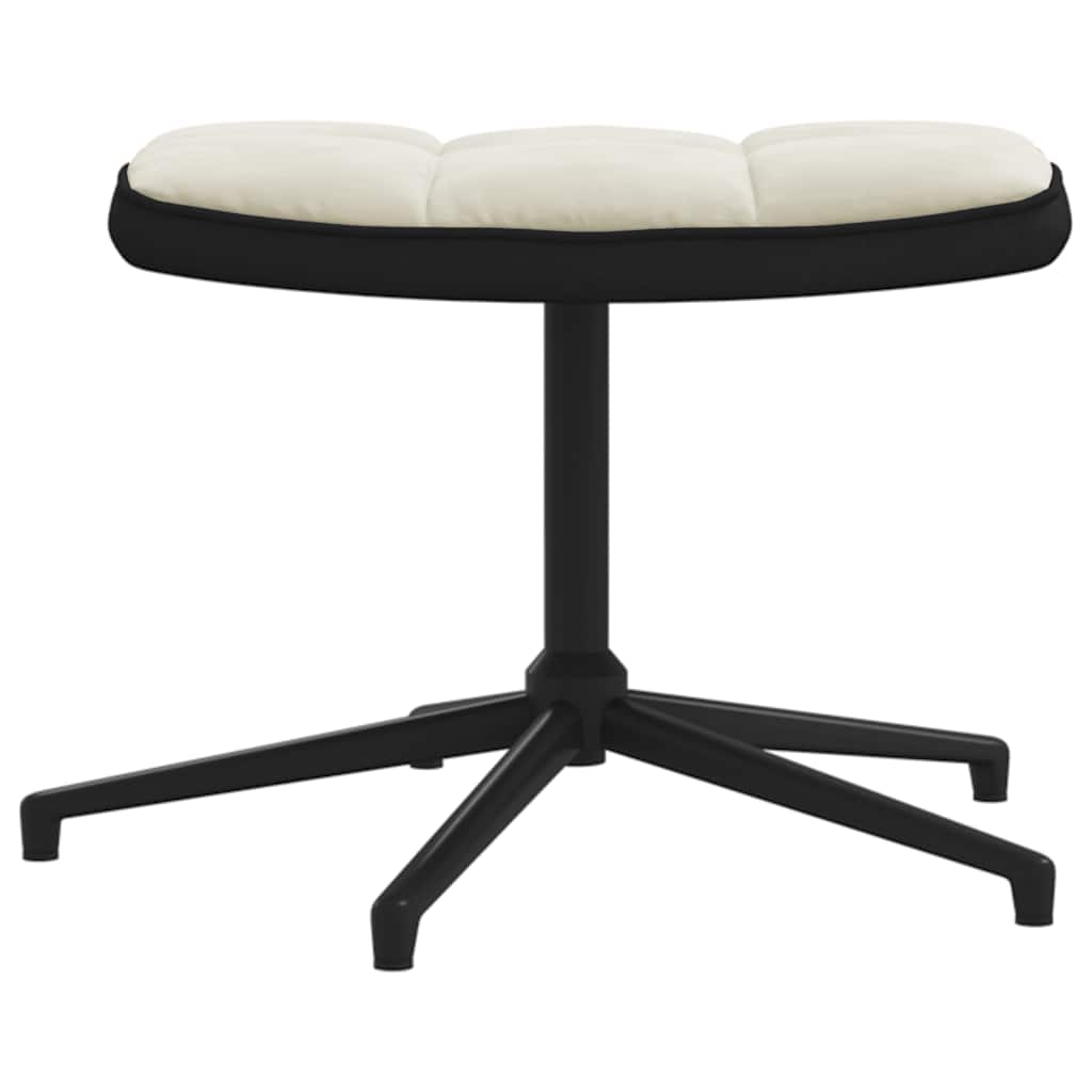 Πολυθρόνα Relax Λευκό Κρεμ από Βελούδο και PVC με Σκαμπό