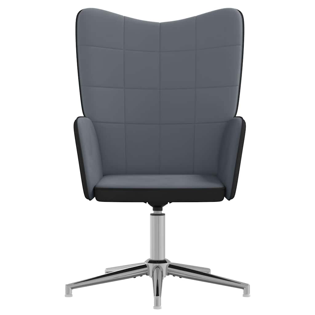 Πολυθρόνα Relax Σκούρο Γκρι από Βελούδο και PVC - Pakobazaar