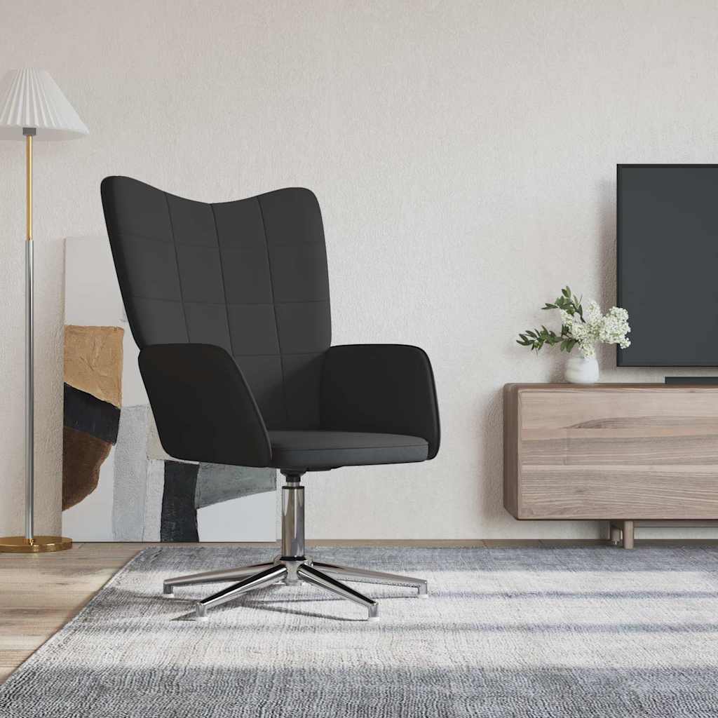 Πολυθρόνα Relax Μαύρη από Βελούδο και PVC